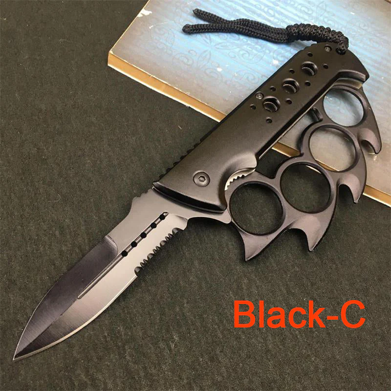 Outdoor Knuckle Duster Folding Tactical Knife Camping Hunting Self-defense Pocket Knives Window Breaking Tool - Image 5
