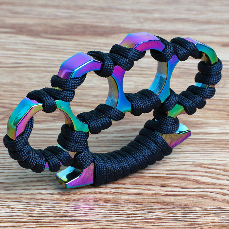 Parachute Cord Solid Knuckle Duster Boxing Four Finger Buckle Self Defense Window Breaker Outdoor Portable EDC Tool