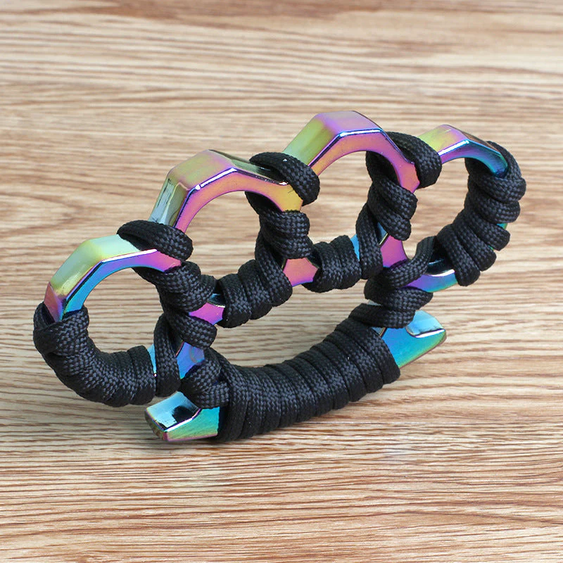 Parachute Cord Solid Knuckle Duster Boxing Four Finger Buckle Self Defense Window Breaker Outdoor Portable EDC Tool - Image 4