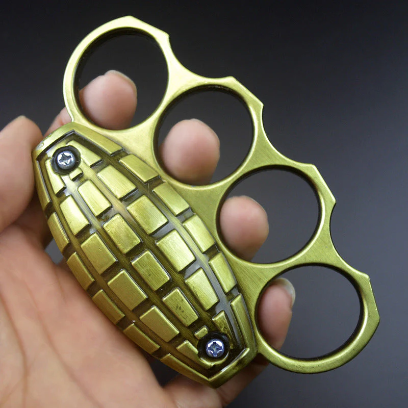 Personalized Grenade- Knuckle Duster Boxing Four Finger Buckle Defense Window Breaker Outdoor EDC Tool Backpack Decoration - Image 2