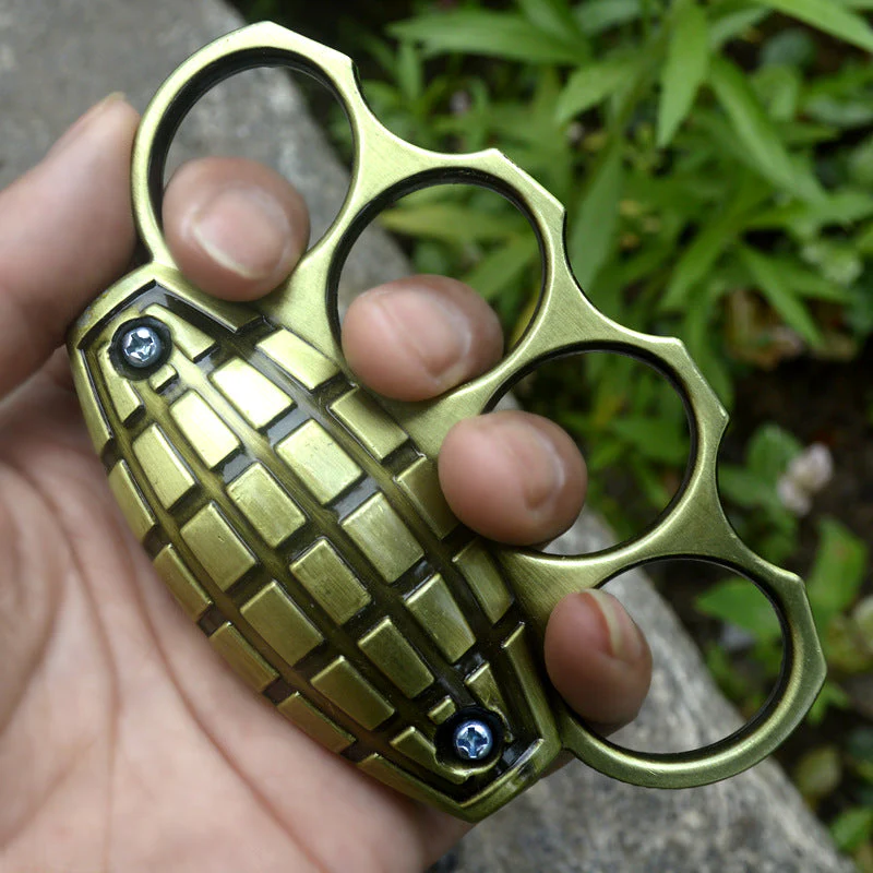 Personalized Grenade- Knuckle Duster Boxing Four Finger Buckle Defense Window Breaker Outdoor EDC Tool Backpack Decoration - Image 5