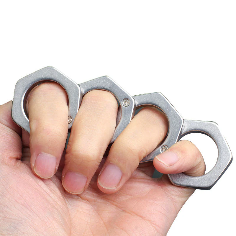 Portable Foldable Knuckle Duster Boxing Self-defense Four-finger Button Window Breaker Outdoor Camping EDC Tool - Image 3