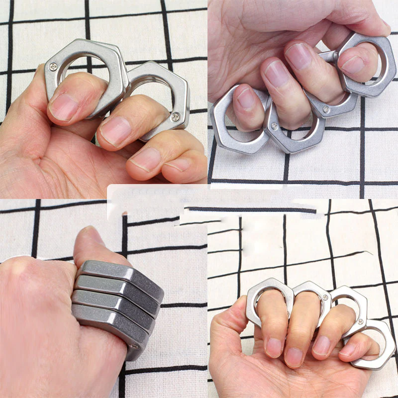 Portable Foldable Knuckle Duster Boxing Self-defense Four-finger Button Window Breaker Outdoor Camping EDC Tool - Image 6