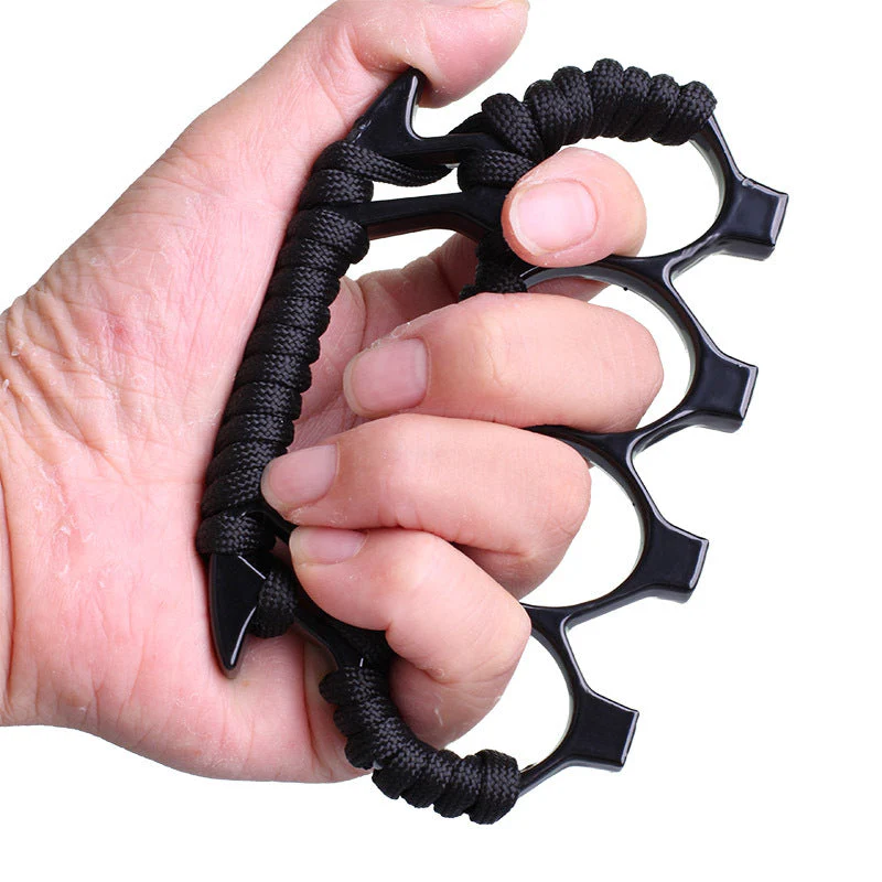 Rope Brass Knuckle Duster Boxing Self-defense Four-finger Button Window Breaker Outdoor Camping EDC Tool - Image 2