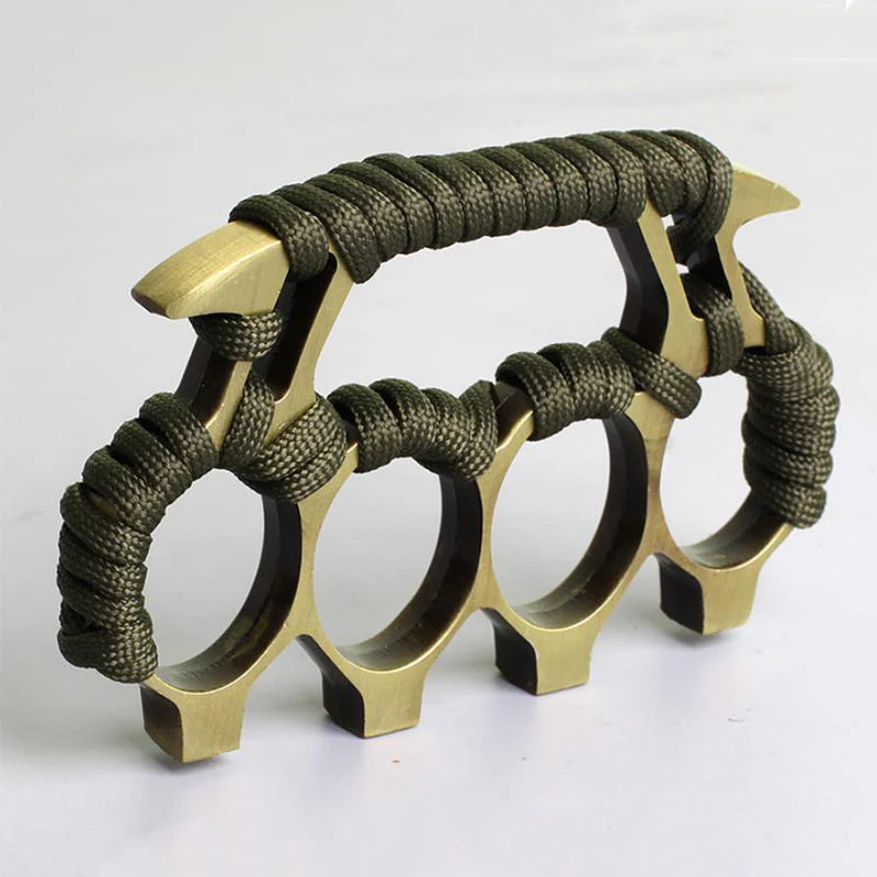 Rope Brass Knuckle Duster Boxing Self-defense Four-finger Button Window Breaker Outdoor Camping EDC Tool - Image 3