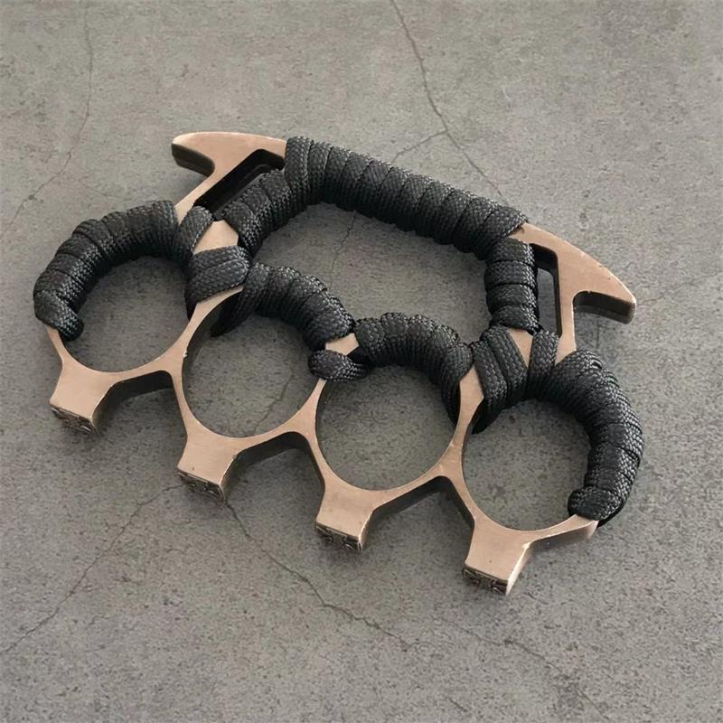 Rope Brass Knuckle Duster Boxing Self-defense Four-finger Button Window Breaker Outdoor Camping EDC Tool - Image 5
