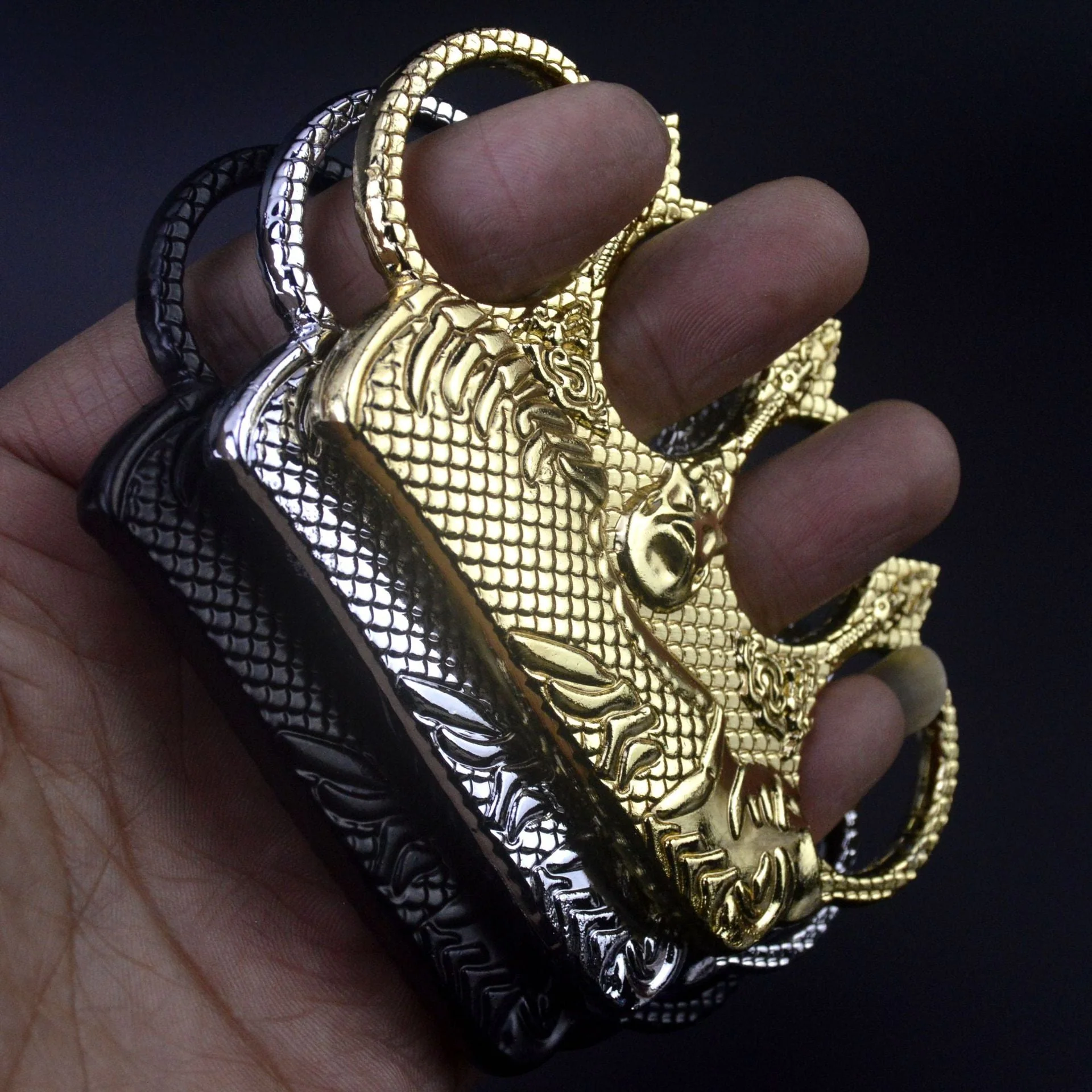 Sea King-Brass Knuckle Duster Boxing Four Finger Buckle Self Defense Window Breaker Outdoor EDC Tool