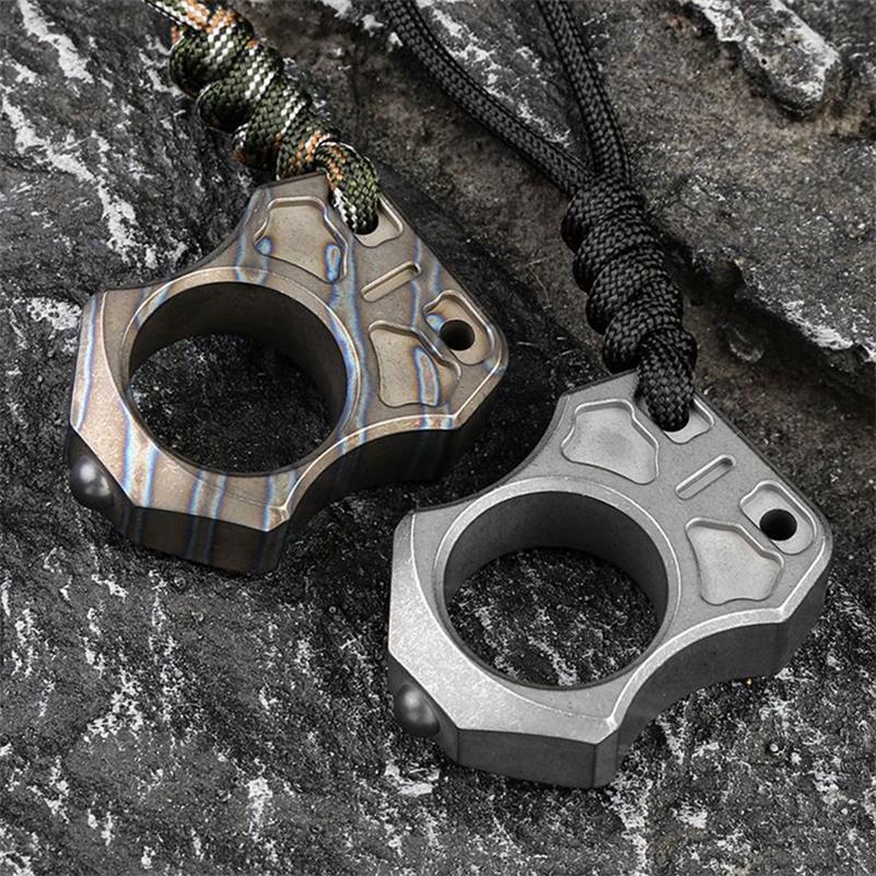 Single Finger Burning Titanium Knuckle Duster EDC Pendant - Image 2