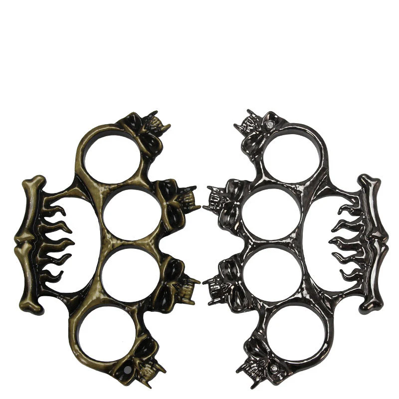 Skull Stab Knuckle Duster Boxing Four Finger Buckle Self Defense Window Breaker Outdoor Portable EDC Tool - Image 3