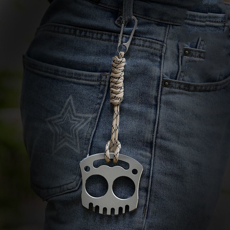 Smile Steel Knuckle Duster Two Finger Buckle Self Defense Window Breaker Boxing Training Combat Protective Gear - Image 4