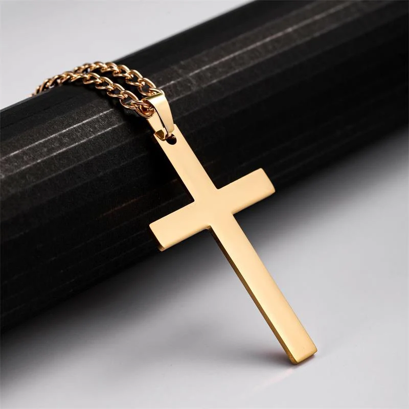 Smooth Polished Cross Pendant Necklace - Image 2