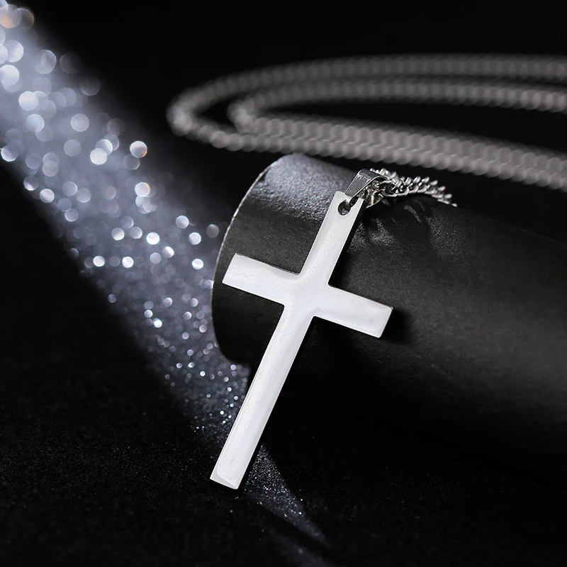 Smooth Polished Cross Pendant Necklace - Image 3