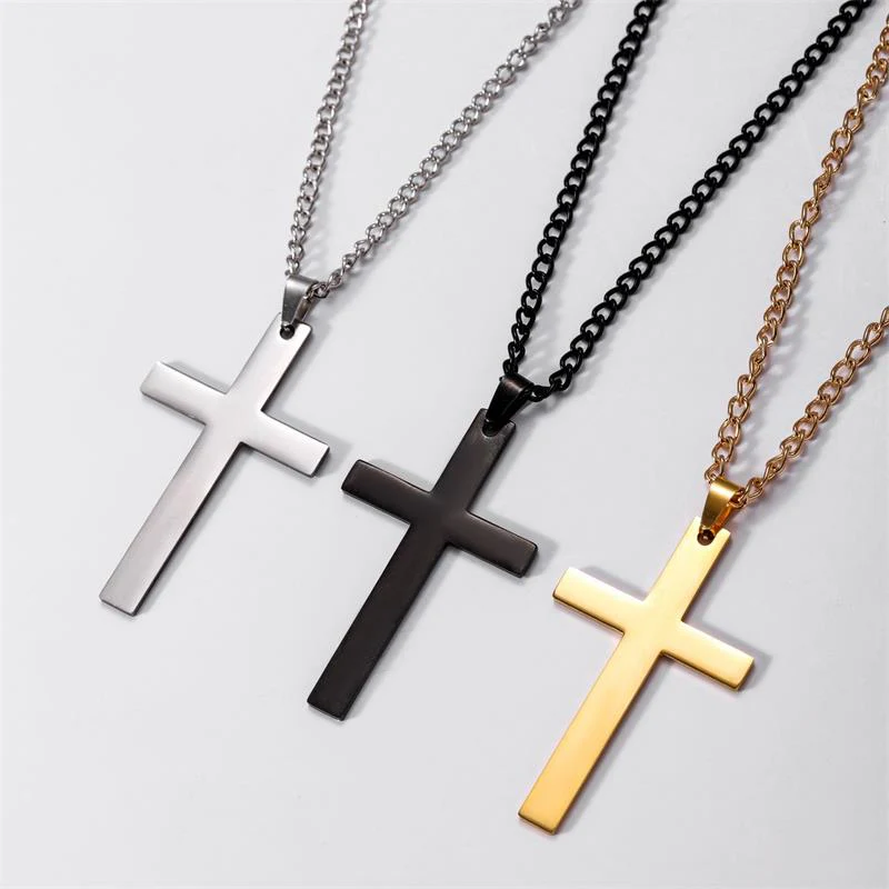 Smooth Polished Cross Pendant Necklace - Image 4