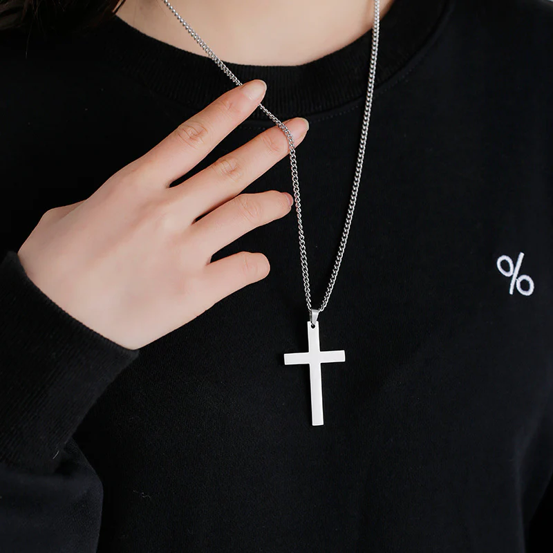 Smooth Polished Cross Pendant Necklace - Image 5