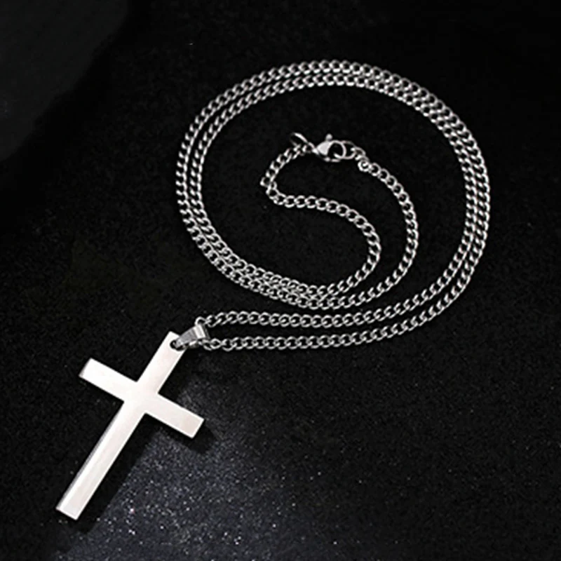 Smooth Polished Cross Pendant Necklace - Image 6