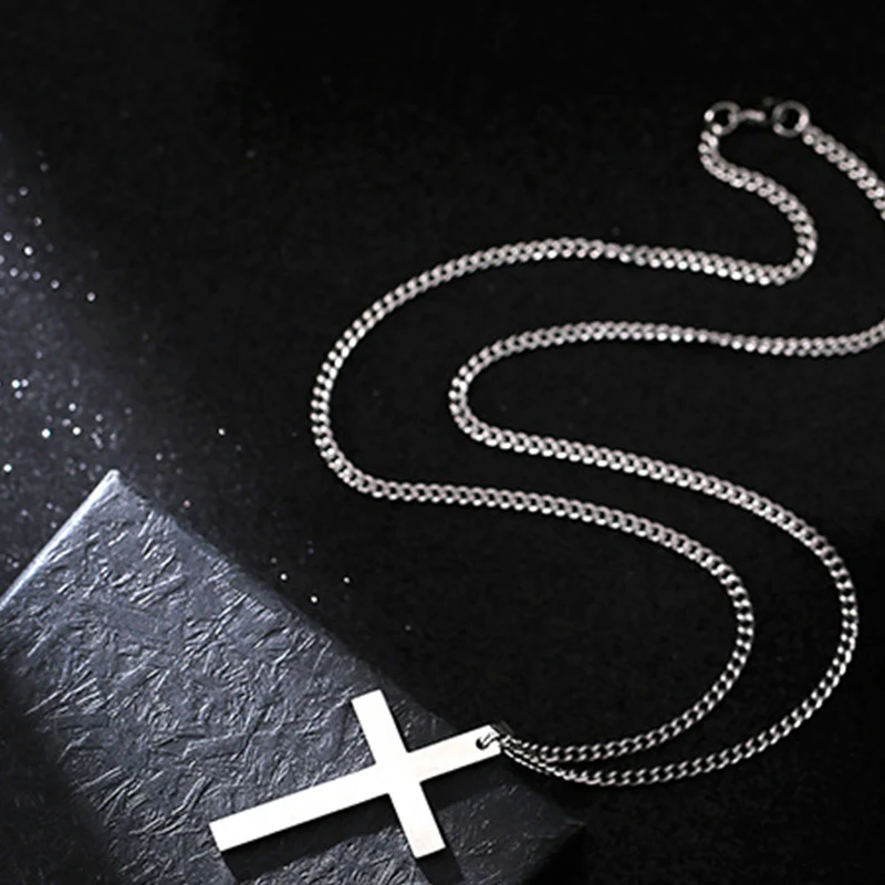Smooth Polished Cross Pendant Necklace - Image 7