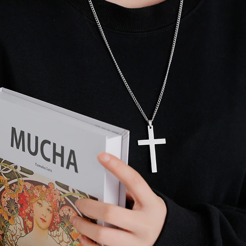 Smooth Polished Cross Pendant Necklace - Image 8