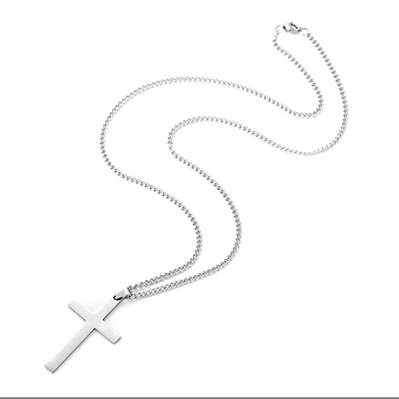 Smooth Polished Cross Pendant Necklace - Image 9