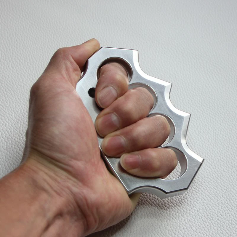 Solid 304 Stainless Steel Knuckle Duster Boxing Four Finger Buckle Defense Window Breaker EDC Tool - Image 5