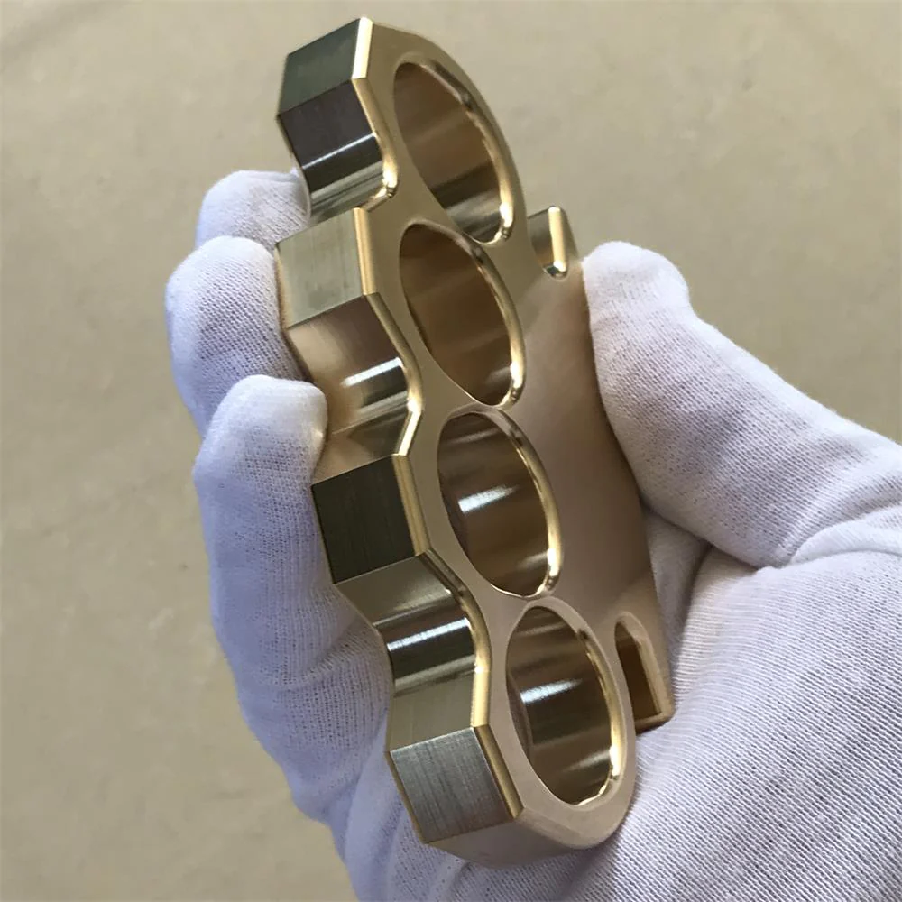 Solid Brass Knuckle Duster Four Finger Buckle Self-defense Broken Window Knuckles Boxing Training Combat Gear - Image 3