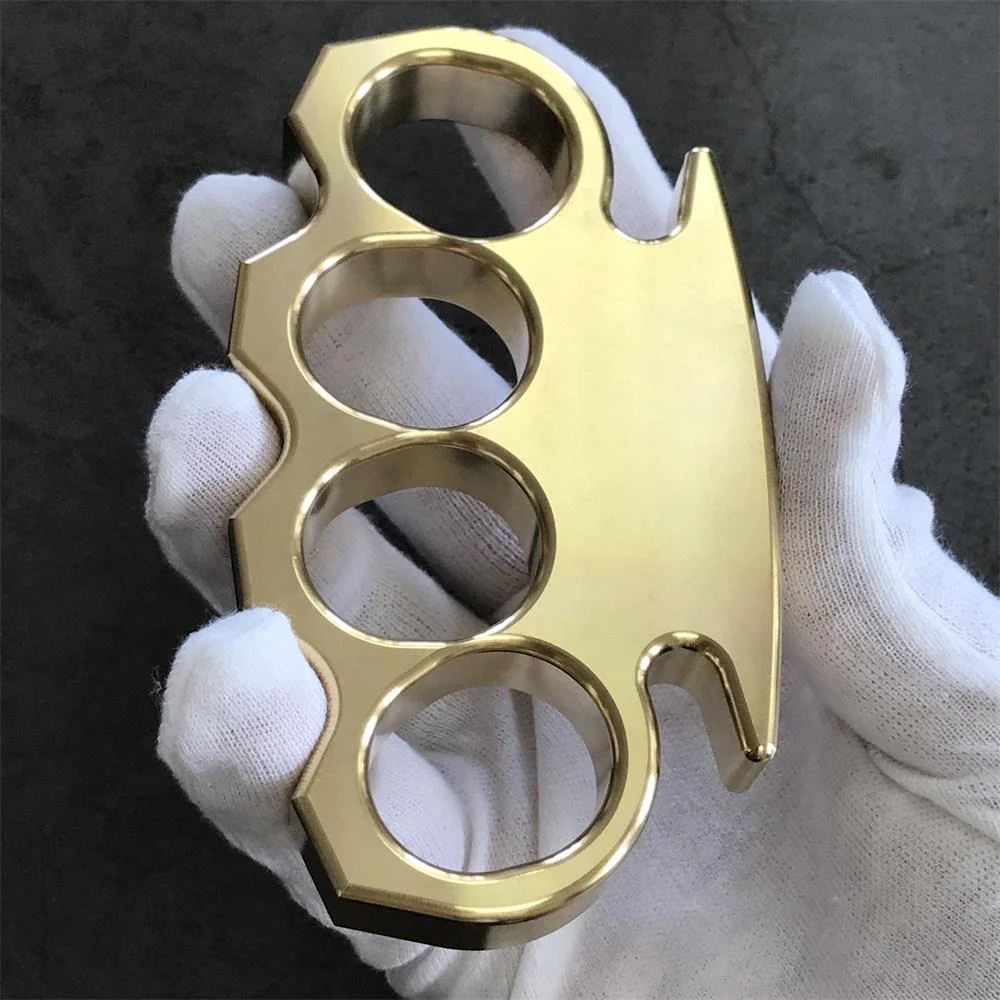 Solid Brass Knuckle Duster Four Finger Buckle Self-defense Broken Window Knuckles Boxing Training Combat Gear - Image 7
