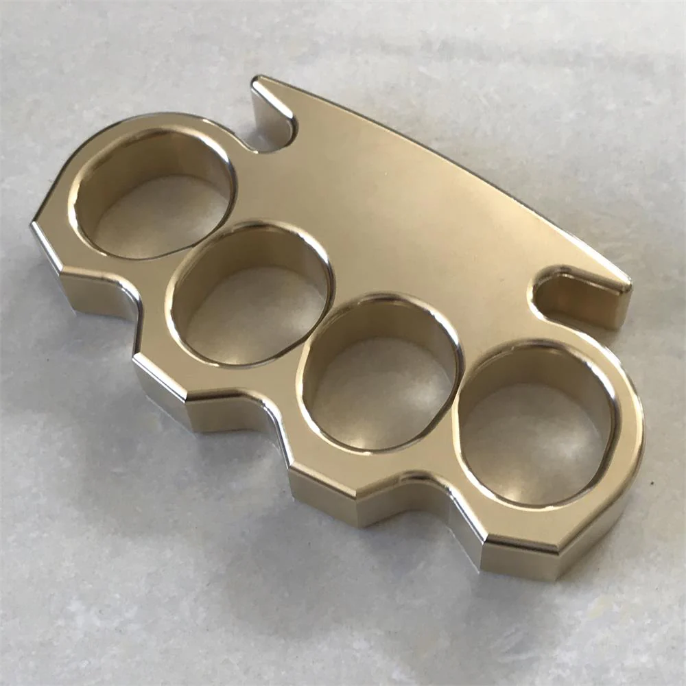 Solid Brass Knuckle Duster Four Finger Buckle Self-defense Broken Window Knuckles Boxing Training Combat Gear - Image 9