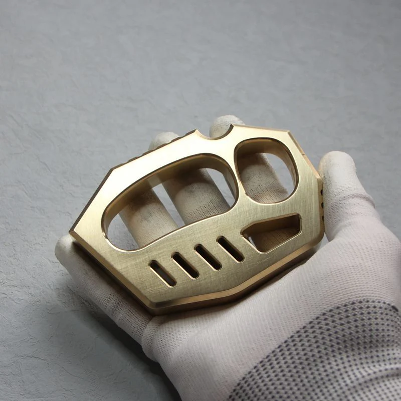 Solid Brass Knuckle Duster Two Finger Buckle Self Defense Window Breaker EDC Tool Boxing Training Knuckles Combat Guards - Image 3