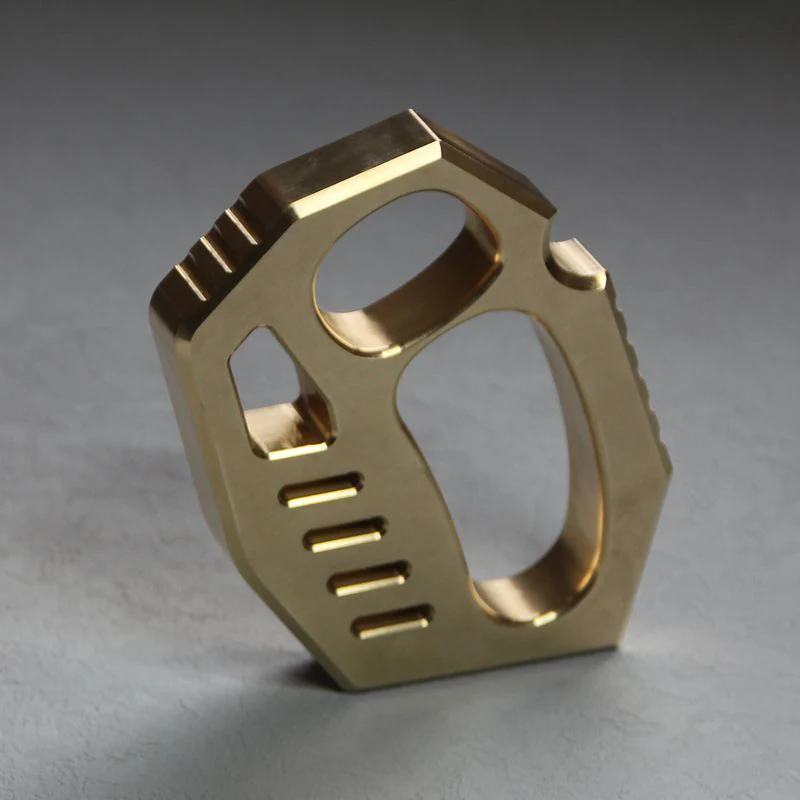 Solid Brass Knuckle Duster Two Finger Buckle Self Defense Window Breaker EDC Tool Boxing Training Knuckles Combat Guards - Image 4
