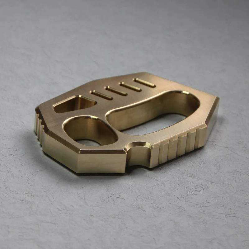 Solid Brass Knuckle Duster Two Finger Buckle Self Defense Window Breaker EDC Tool Boxing Training Knuckles Combat Guards - Image 5