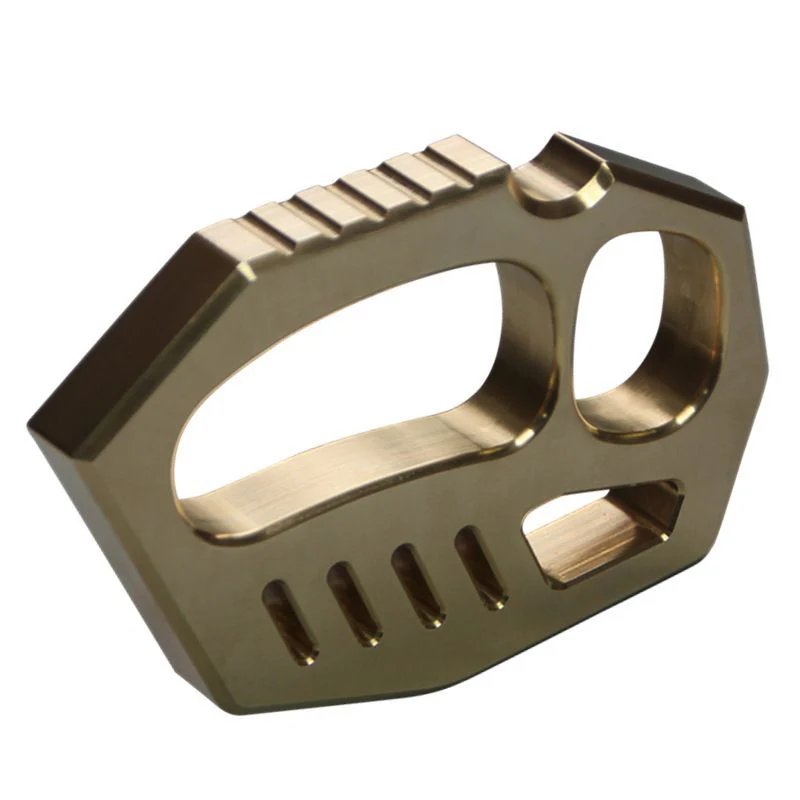 Solid Brass Knuckle Duster Two Finger Buckle Self Defense Window Breaker EDC Tool Boxing Training Knuckles Combat Guards - Image 7
