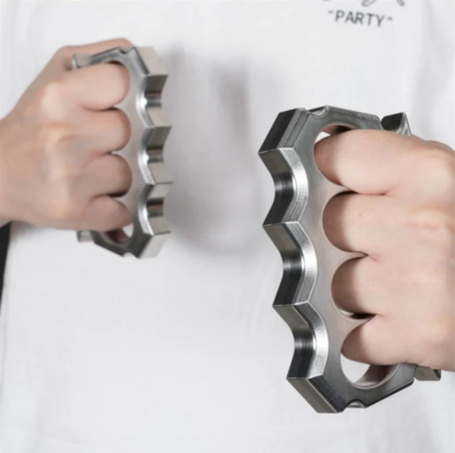 Solid Large Finger Holes Stainless Steel Knuckle Duster Boxing Four Finger Buckle Defense Window Breaker Outdoor EDC Tools - Image 5