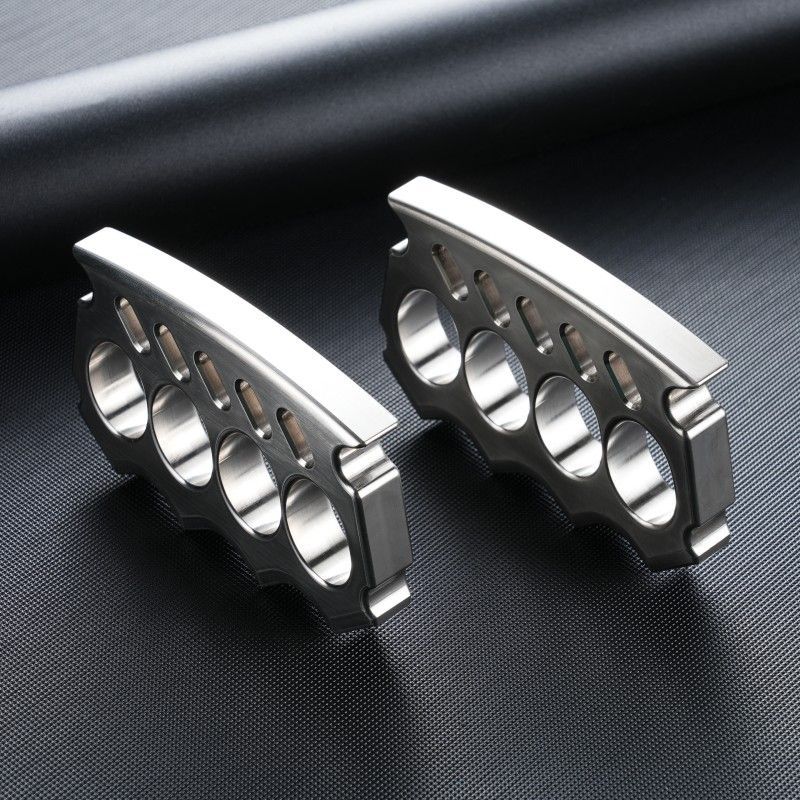 Solid Large Finger Holes Stainless Steel Knuckle Duster Boxing Four Finger Buckle Defense Window Breaker Outdoor EDC Tools - Image 6