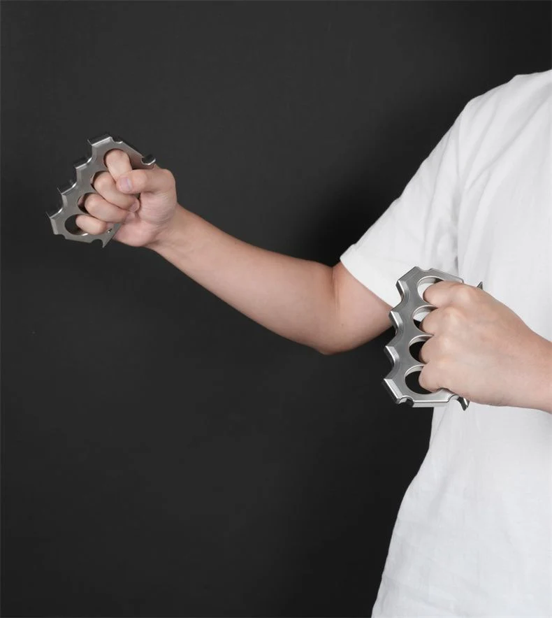 Solid Large Finger Holes Stainless Steel Knuckle Duster Boxing Four Finger Buckle Defense Window Breaker Outdoor EDC Tools - Image 9
