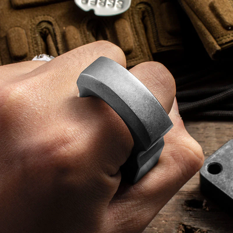 Solid Stainless Steel Brass Knuckle Duster Boxing Single Finger Buckle Self Defense Window Breaker Outdoor Portable EDC Tool - Image 9