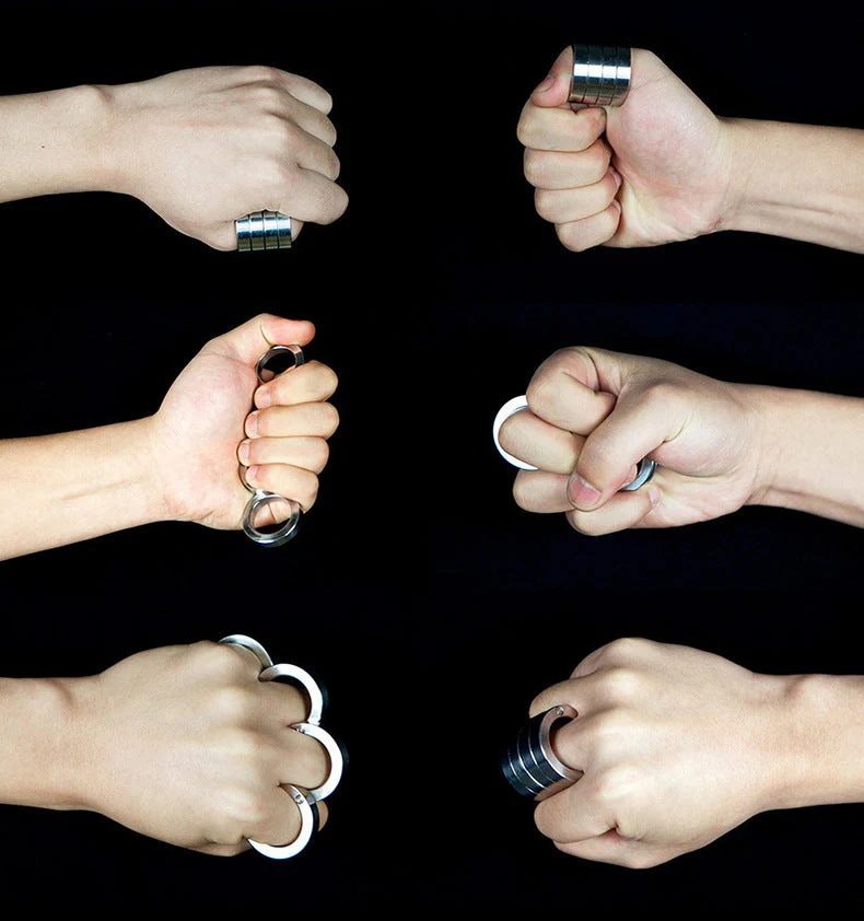 Solid Stainless Steel Folding- Knuckle Duster Boxing Four Finger Buckle Self Defense Window Breaker Outdoor Portable EDC Tool - Image 4
