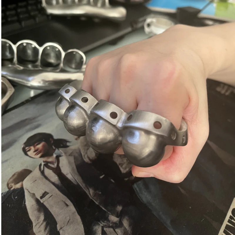 Stainless Steel Knuckle Duster Four Finger Boxing Self Defense Buckle Window Breaker Outdoor EDC Tool - Image 2
