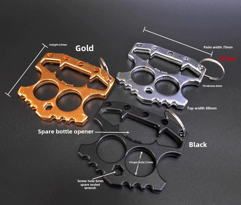 Sturdy Multifunctional Bottle Opener Knuckle Duster Pocket Defense Window Breaker Keychain Pendant - Image 3
