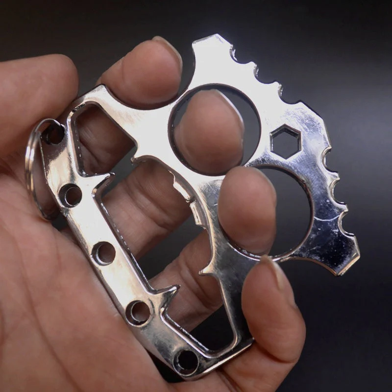 Sturdy Multifunctional Bottle Opener Knuckle Duster Pocket Defense Window Breaker Keychain Pendant - Image 5