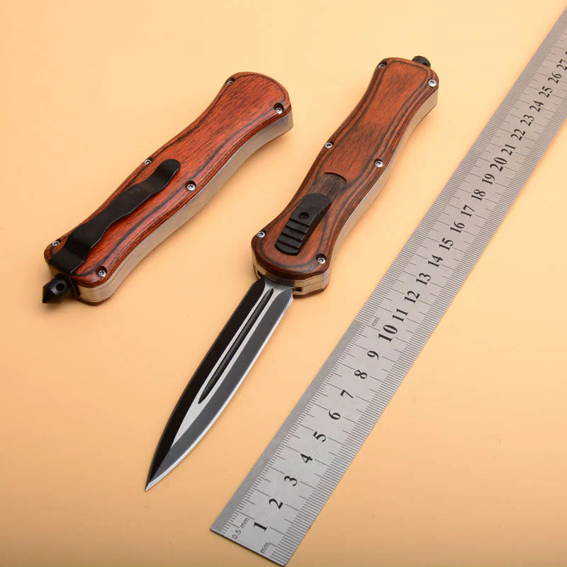 Tactical Knife Window Wood Handle Breaker Camping Pocket Knives EDC Tool - Image 3