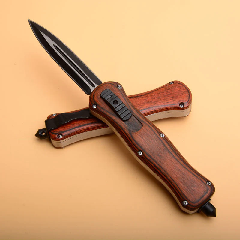 Tactical Knife Window Wood Handle Breaker Camping Pocket Knives EDC Tool - Image 4