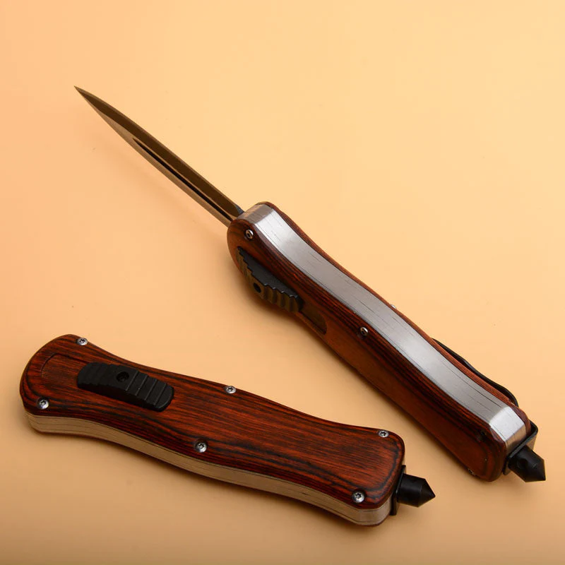 Tactical Knife Window Wood Handle Breaker Camping Pocket Knives EDC Tool - Image 5