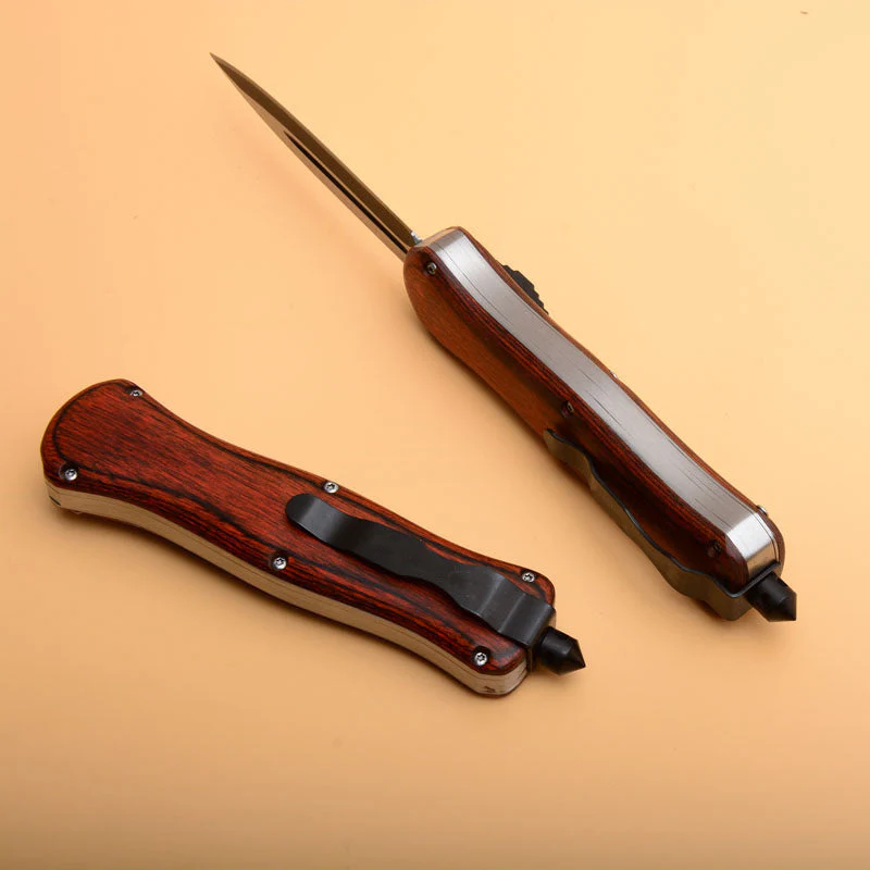 Tactical Knife Window Wood Handle Breaker Camping Pocket Knives EDC Tool - Image 7