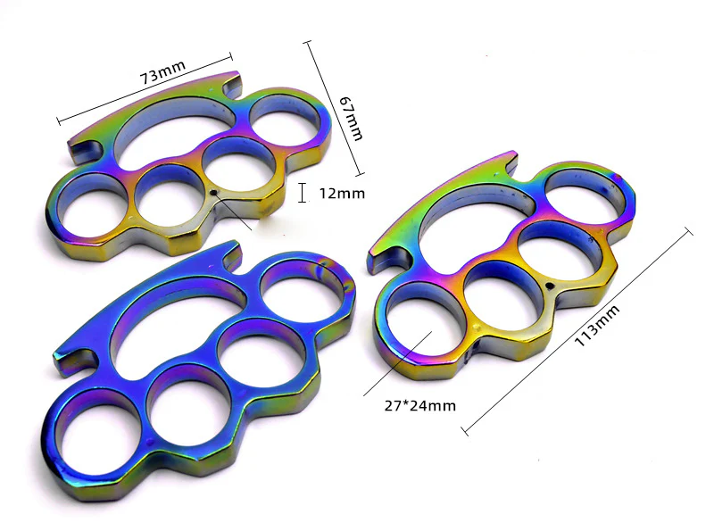 Thickened Metal Brass Knuckle Duster Boxing Four Finger Buckle Defense Window Breaker Outdoor EDC Tool - Image 4
