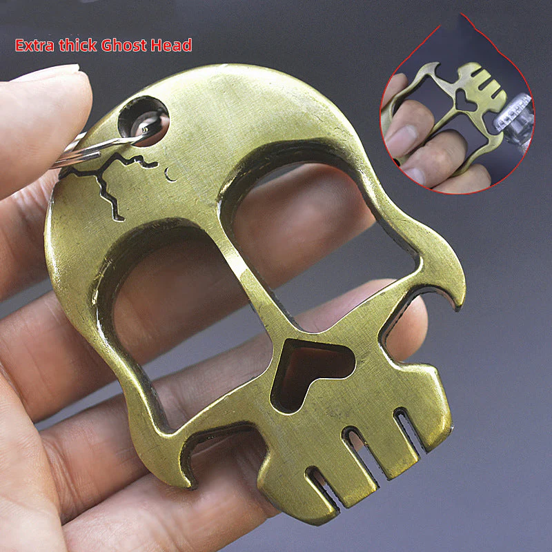 Thickened Skull Knuckle Duster Two Finger Boxing Defense Boxing Buckle Multi-function Bottle Opener - Image 3
