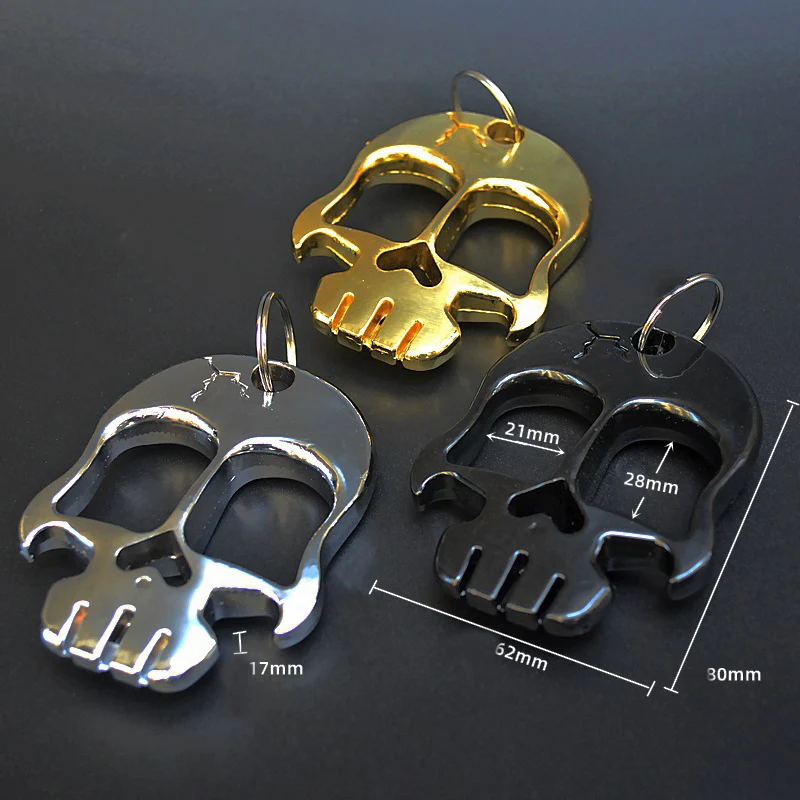 Thickened Skull Knuckle Duster Two Finger Boxing Defense Boxing Buckle Multi-function Bottle Opener - Image 4