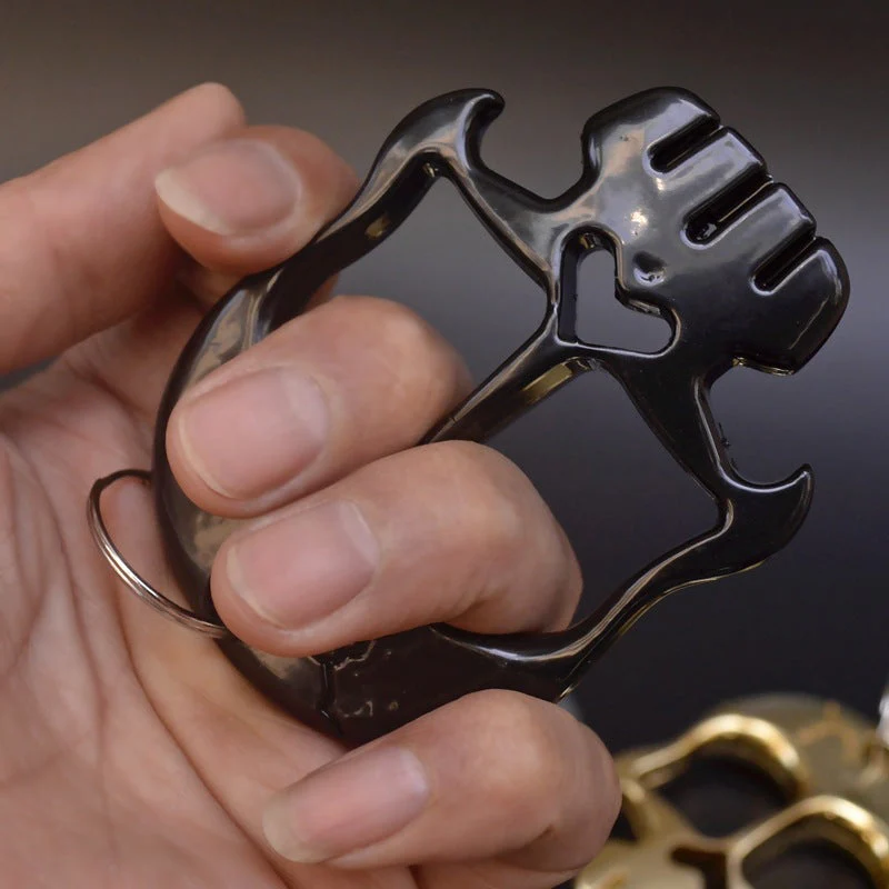 Thickened Skull Knuckle Duster Two Finger Boxing Defense Boxing Buckle Multi-function Bottle Opener - Image 7