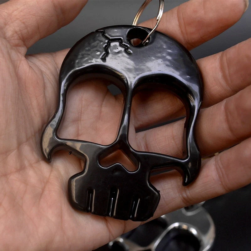 Thickened Skull Knuckle Duster Two Finger Boxing Defense Boxing Buckle Multi-function Bottle Opener - Image 9