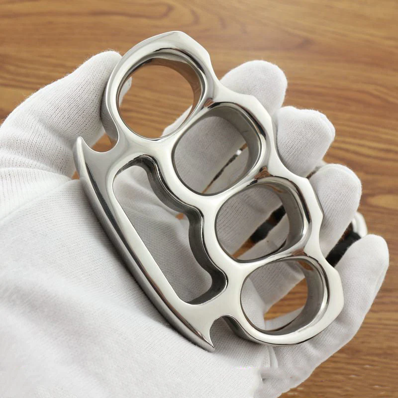 Thickened Solid Pure Steel Knuckle Duster Boxing Four Finger Buckle Defense Window Breaker Outdoor EDC Tool - Image 5