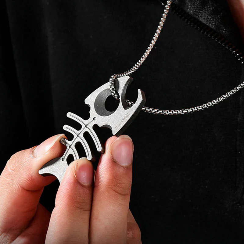 Titanium Fishbone Bottle Opener Self Defense EDC Tool - Image 5