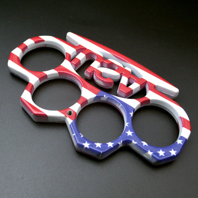 USA Pattern- Knuckle Duster Boxing Self Defense Four Finger Buckle Window Breaker Outdoor Camping EDC Tool - Image 2